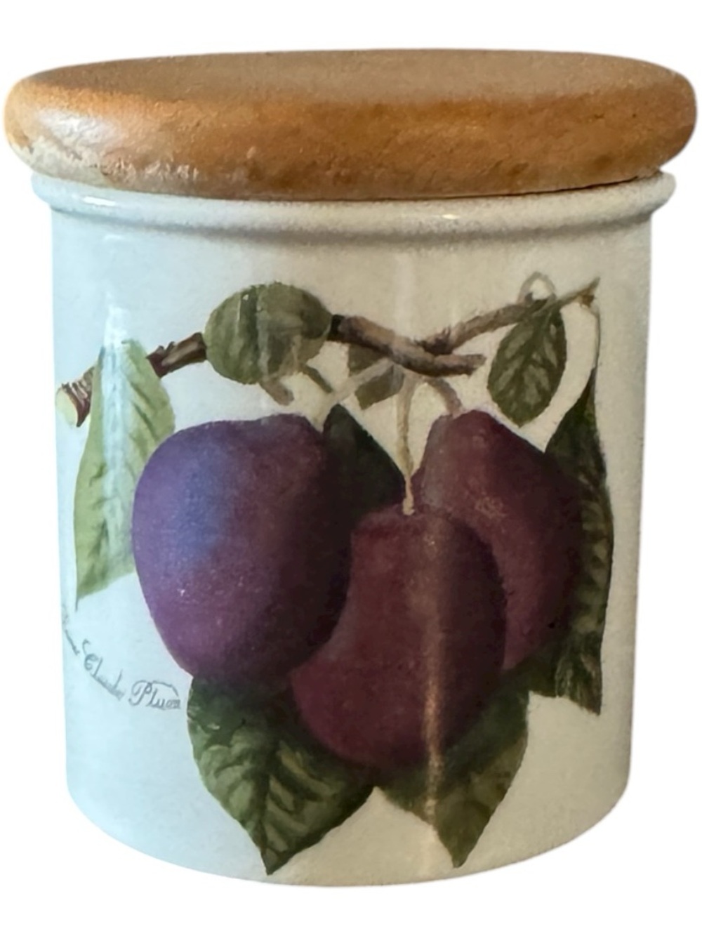 Portmeirion Pomona Plum Mini Canister Wood Lid England